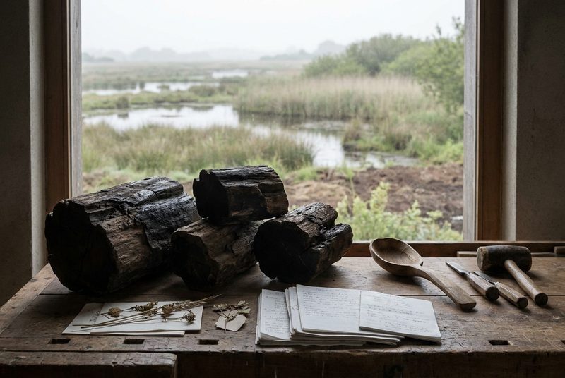 Madera fosilizada de Brière trabajada por artesanos locales