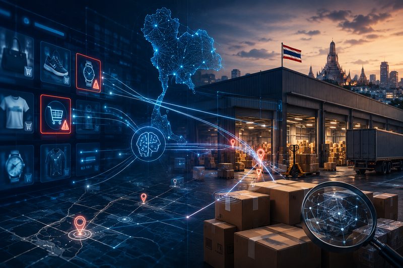 Digital tracing from online counterfeit listings to warehouse raids