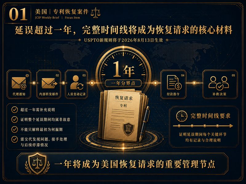 美国专利恢复案件的一年节点