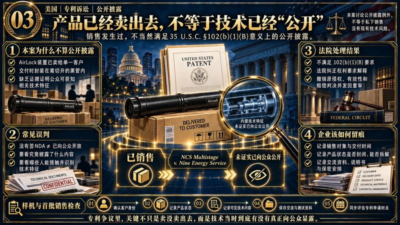 美国专利诉讼中的销售与公开披露判断